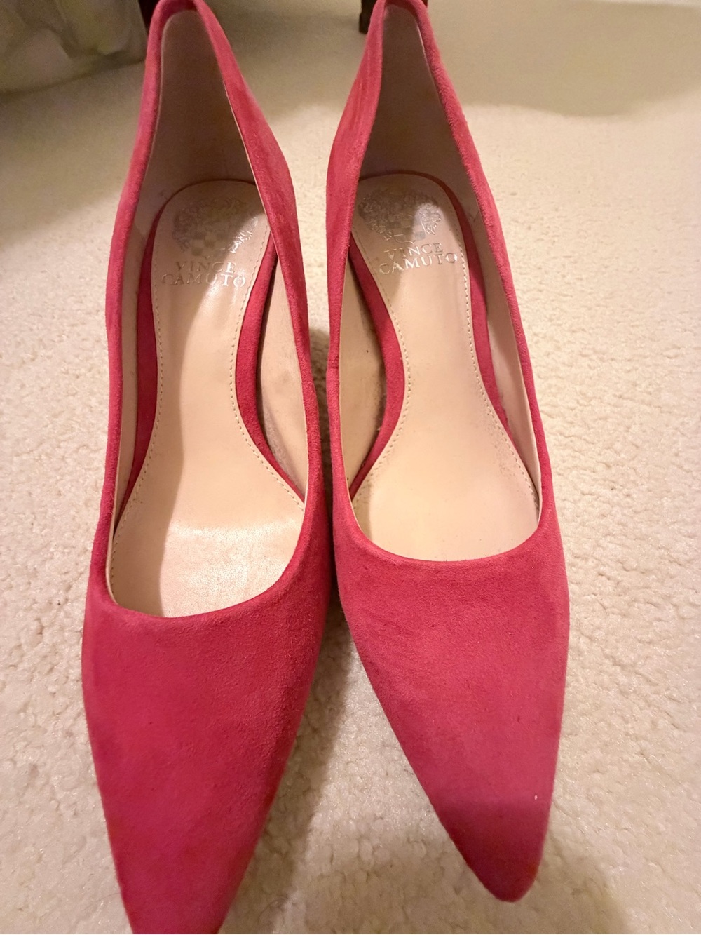 Vince Camuto Red Suede Pointed Toe Pumps